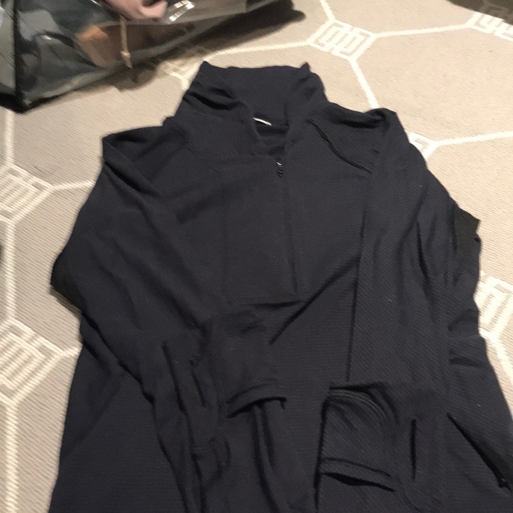 Lululemon 1/2 zip navy and black stripe